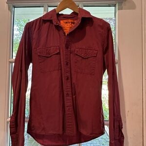 Men's Burgundy Button-Up Shirt
